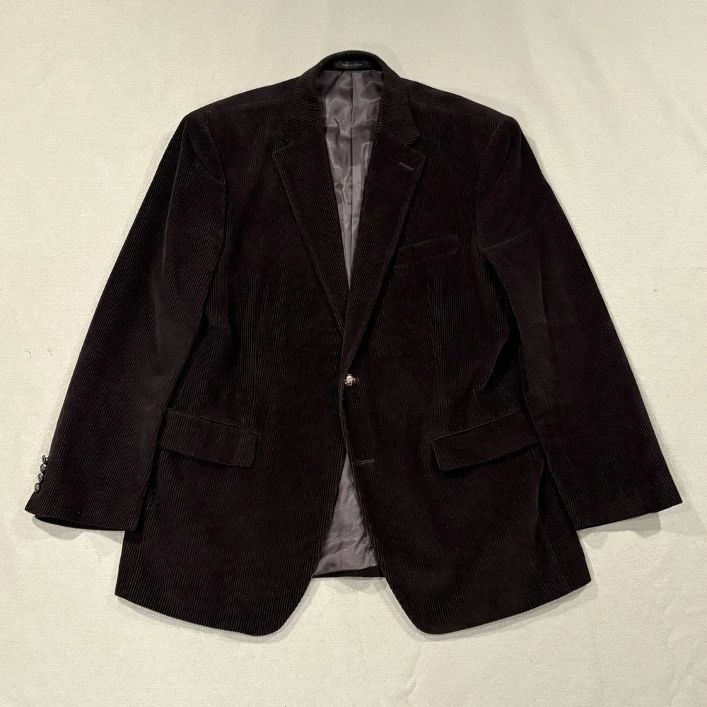 Lauren Ralph Lauren Blazer Mens 42‎ Brown Corduroy Collared Lined Pockets